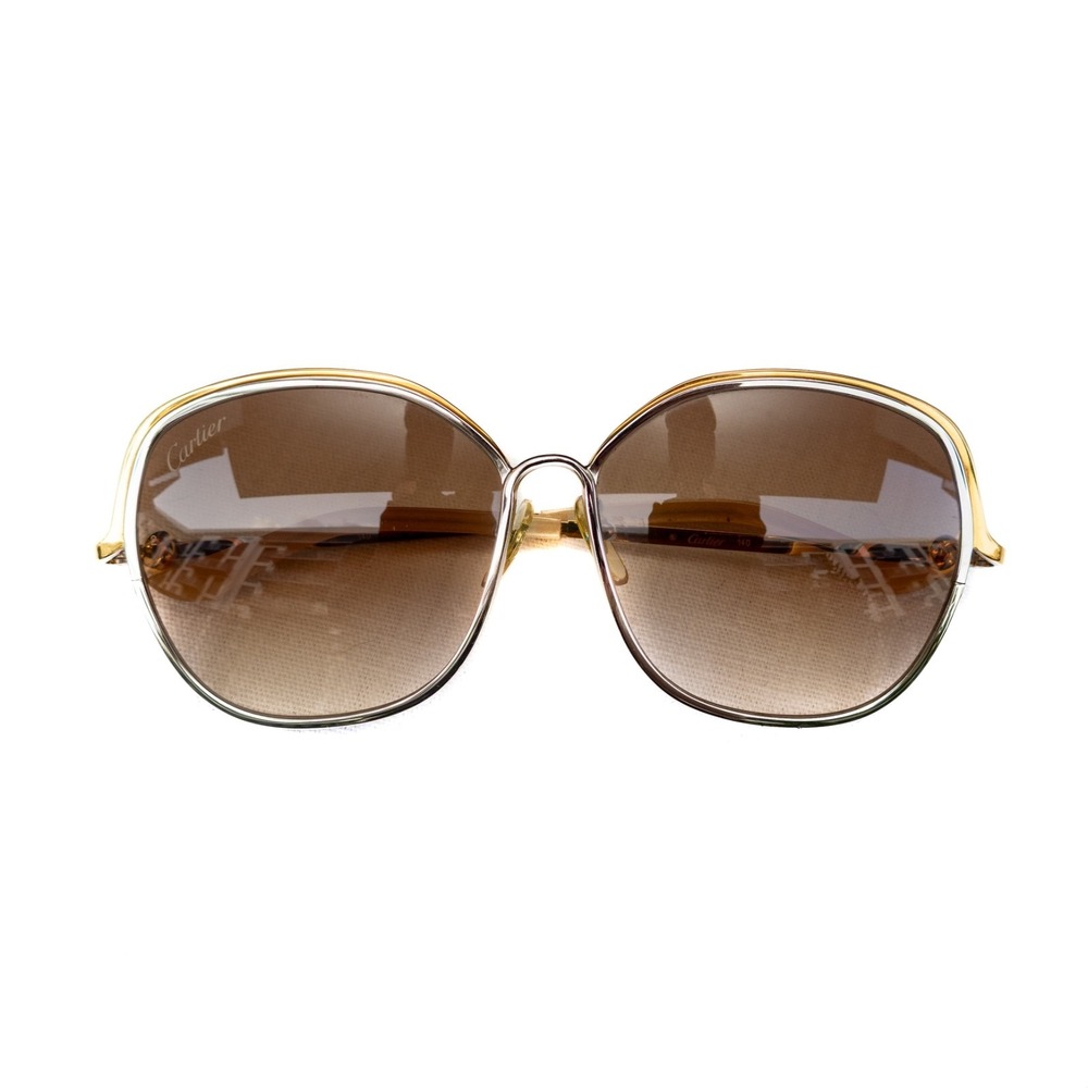 Vintage Cartier Trinity de Cartier CT0089S Cat Eye Sunglasses Gold Silver Brown - Picture 3 of 14